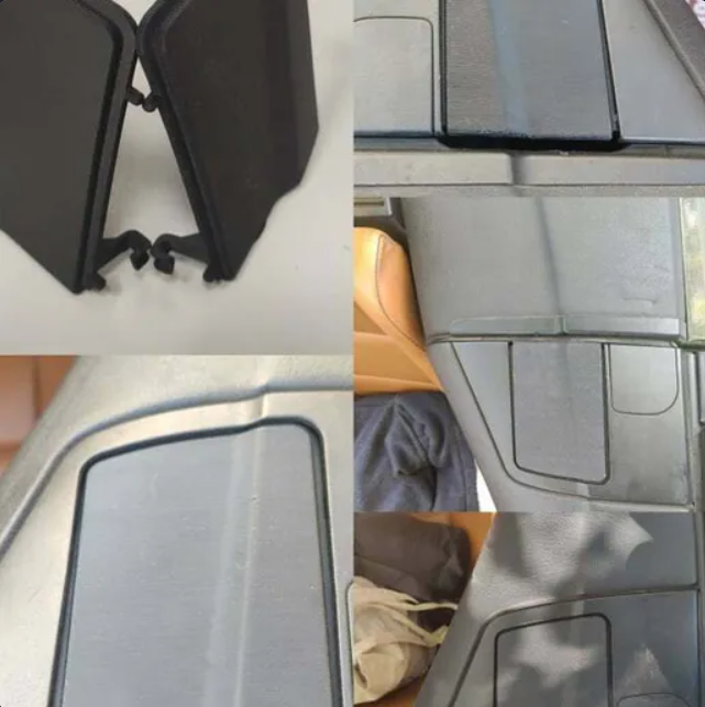 BMW E46 Convertible rear trim rod covers, installed